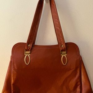 Vintage kiss lock open shoulder pocketbook leather,